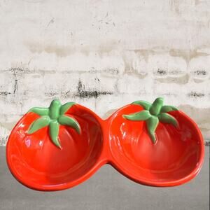 Anthropologie NWT Tomato Dolomite Double Pinch Bowl